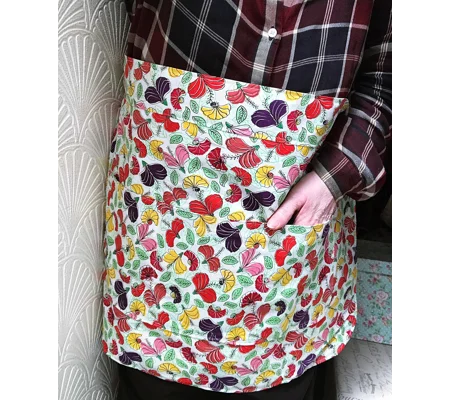 Floral Cotton Half Apron: Handmade Three-Pocket Pinny, Yorkshire