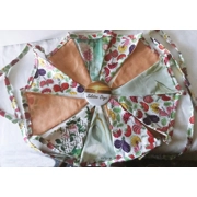Floral Cotton Bunting: White & Green Double Sided Flags, Handmade