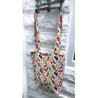 White Floral Print Cotton Shopping Bag: Handmade Eco-Friendly Tote