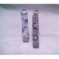 Grey motorcycle keyfob motorbike keyring brown wrist strap keychain