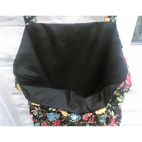 Black Floral Print Cotton Shoulder Bag: Handmade Eco-Friendly Lined Tote Bag