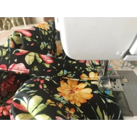 Black Floral Print Cotton Shoulder Bag: Handmade Eco-Friendly Lined Tote Bag