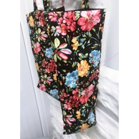 Black Floral Print Cotton Shoulder Bag: Handmade Eco-Friendly Lined Tote Bag