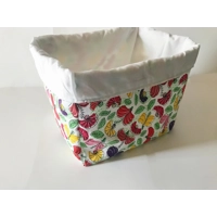 White Floral fabric storage box, cotton basket, storage caddy handmade in Yorkshire
