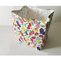White Floral fabric storage box, cotton basket, storage caddy handmade in Yorkshire