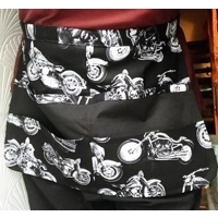 Motorcycle Cotton Fabric Half Apron : Handmade Utility Apron with Pockets