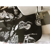 Motorcycle Cotton Fabric Half Apron : Handmade Utility Apron with Pockets