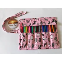 Pink polka scrunchie, cotton fabric hair accessory