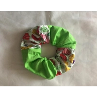 Patchwork Floral Scrunchies, Green Scrunchie, Yellow Floral Scrunchie, Handmade Cotton Hair Accessor
