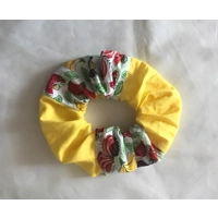 Patchwork Floral Scrunchies, Green Scrunchie, Yellow Floral Scrunchie, Handmade Cotton Hair Accessor
