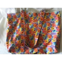 Yellow Floral Print Cotton Shoulder Bag: Handmade Eco-Friendly Tote