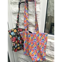 Yellow Floral Print Cotton Shoulder Bag: Handmade Eco-Friendly Tote