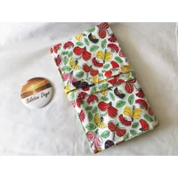 Make Up Brush Roll - Green Floral Cotton Brush Travel Storage, Handmade
