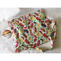 Make Up Brush Roll - Green Floral Cotton Brush Travel Storage, Handmade
