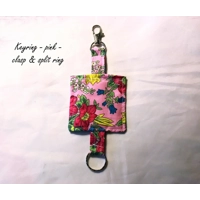 Pink & Blue Floral Keyrings, Eco friendly Fabric Keychain, Luggage Tag, Keyfob Handmade in Yorkshire