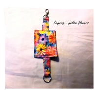 Pink & Blue Floral Keyrings, Eco friendly Fabric Keychain, Luggage Tag, Keyfob Handmade in Yorkshire