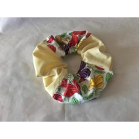 Patchwork Floral Scrunchies, Pink, Blue, Yellow, Black Floral Polka Dot Scrunchies, handmade Yorkshi