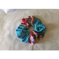 Patchwork Floral Scrunchies, Pink, Blue, Yellow, Black Floral Polka Dot Scrunchies, handmade Yorkshi