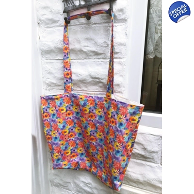 Yellow Floral Print Cotton Shoulder Bag: Handmade Eco-Frie..