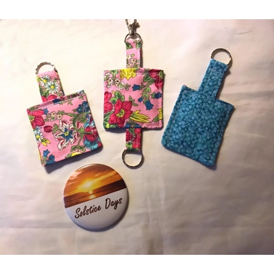 Pink & Blue Floral Keyrings, Eco friendly Fabric Keychain,..