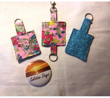 Pink & Blue Floral Keyrings, Eco friendly Fabric Keychain, Luggage Tag, Keyfob Handmade in Yorkshire