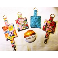 Pink & Blue Floral Keyrings, Eco friendly Fabric Keychain, Luggage Tag, Keyfob Handmade in Yorkshire