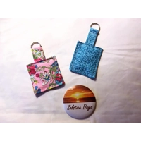 Pink & Blue Floral Keyrings, Eco friendly Fabric Keychain, Luggage Tag, Keyfob Handmade in Yorkshire