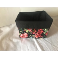 Black Floral Fabric Storage Box: Black Cotton Basket