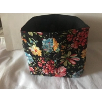 Black Floral Fabric Storage Box: Black Cotton Basket