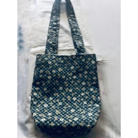 Blue Floral Patchwork Cotton Shoulder Bag: Handmade Eco-Friendly Lined Tote Bag