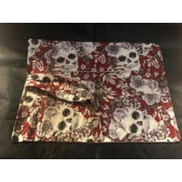 Halloween Gothic Red Skulls Make Up Brush Roll Storage, Skull Goth Cotton Fabric Brush Organiser, Le