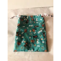 Green Cats Drawstring Gift Bag, Eco-Friendly Reusable Fabric Gift Bag, Handmade in Yorkshire