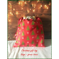 Christmas Trees Gift Bags - Drawstring Reusable Fabric Gift Bags, Medium and Large Eco-Friendly Line