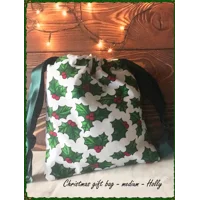 Christmas Trees Drawstring Gift Bags - Reusable Fabric Bags, Eco-Friendly Lined Cotton Bag, Handmade