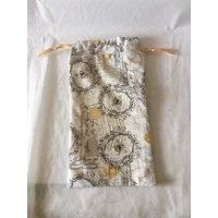 Bee Fabric Gift Bag: Drawstring Cotton Lined Bag, Handmade