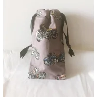Motorcycle Fabric Gift Bag, Biker Cotton Bag, Reusable Fabric Gift Pouch