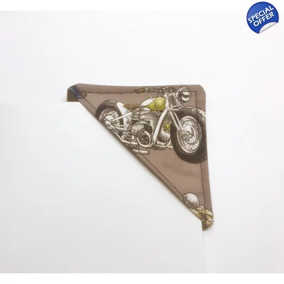 Motorcycle Corner Bookmark - Brown Fabric Biker Bookmark –..