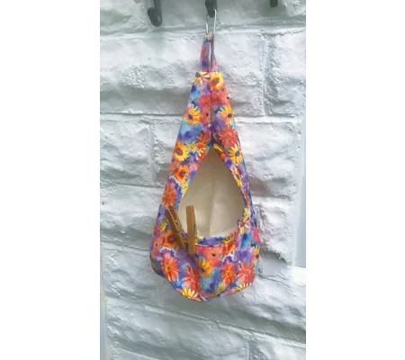 Yellow Floral Cotton Peg Bag, Lined Storage Bag for Pegs, handmade in Yorkshire