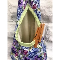 Lilac Floral Wigwam Peg Bag, Lined Cotton Storage Bag for Pegs, handmade in Yorkshire