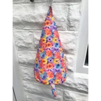 Yellow Floral Cotton Peg Bag, Lined Storage Bag for Pegs, handmade in Yorkshire