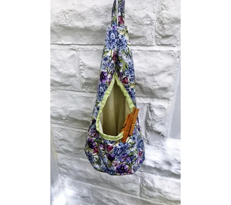 Lilac Floral Wigwam Peg Bag, Lined Cotton Storage Bag for Pegs, handmade in Yorkshire