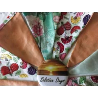Floral Cotton Bunting, White & Green Double Sided Flags, Handmade
