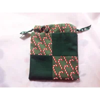 Drawstring Christmas Gift Bag Patchwork - Lined Eco-Friendly Reusable Bag for Secret Santa
