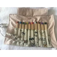 Cats on Holiday Pencil Roll, Back To School, handmade in Yorkshire