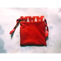 Drawstring Christmas Gift Bag Patchwork - Lined Eco-Friendly Reusable Bag for Secret Santa