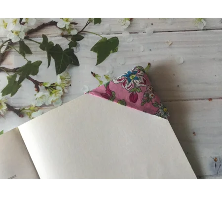 Fabric Bookmark, Pink & Blue, Handmade
