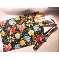 Floral Scrunchie, Handmade Hair Accessory, Black Polka Dot Headband, Makeup Brush Roll