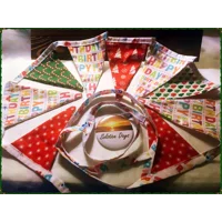 Christmas December Birthday Cotton Bunting, Christmas Decor, Handmade in Yorkshire