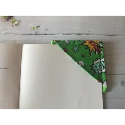 Fabric Corner Bookmark Green Wow Zap Handmade Bookmark