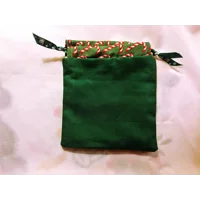 Drawstring Christmas Gift Bag Patchwork - Lined Eco-Friendly Reusable Bag for Secret Santa
